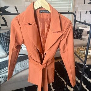 Women's Orange Belted blazer